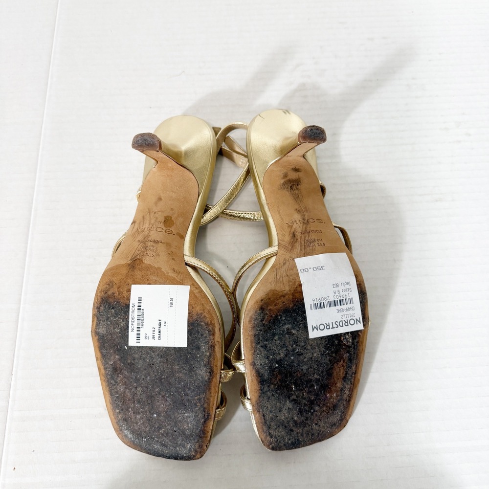 Vince Lilian Womens Leather Minimalist Champagne Gold Slingback Sandal Size 8 - Picture 7 of 7